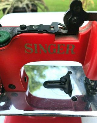 ANTIQUE VINTAGE SINGER SEWHANDY MODEL 20 SEWING MACHINE - RED,  - RARE 9
