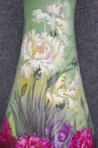 BREATHTAKING ART NOUVEAU ROYAL BONN HAND PAINTED FLORAL LAMP CUSTOM SHADE SIGNED 12