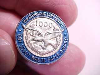 Ww Ii Home Front Boy Scout Button Award For Collecting 1,  000 Pounds Paper Vg,