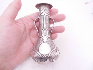 Solid Silver Heavy Period Art Nouveau Vase,  925