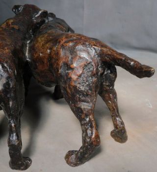 Vintage Modern Bronze 2 Dogs Wrestling Labrador Retriever Rosemary Cook Play Lab 11