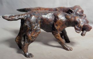 Vintage Modern Bronze 2 Dogs Wrestling Labrador Retriever Rosemary Cook Play Lab 8