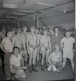 Vintage Photo Negative Film Nude Soldiers Men In Barracks Wwii Gay Interest