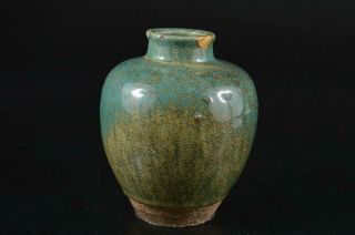S1715: Japanese Old Seto - Ware Green Glaze Bowl Pot Tea Ceremony