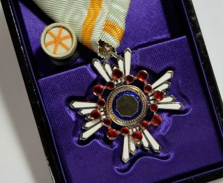Japanese Order Of Sacred Treasure 6th Class Badge Medal Sterling Silver