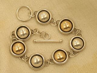 Vintage Sterling Silver 14K Gold Artie Yellowhorse Dome Bracelet & Earrings Set 2