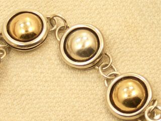 Vintage Sterling Silver 14K Gold Artie Yellowhorse Dome Bracelet & Earrings Set 4