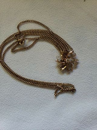 Vintage 14 k gold pendant with Diamond and necklace choker 12