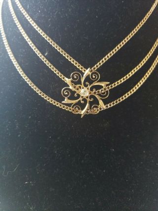 Vintage 14 k gold pendant with Diamond and necklace choker 2