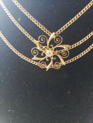 Vintage 14 k gold pendant with Diamond and necklace choker 3