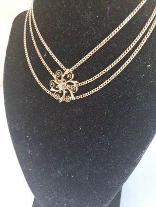 Vintage 14 k gold pendant with Diamond and necklace choker 4