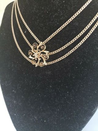 Vintage 14 k gold pendant with Diamond and necklace choker 5