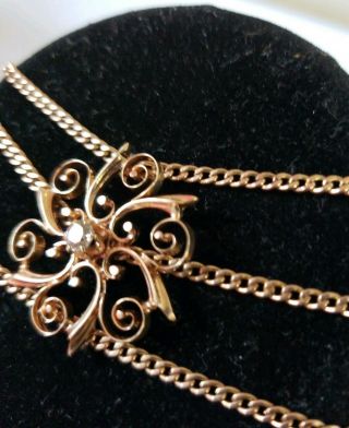 Vintage 14 k gold pendant with Diamond and necklace choker 9