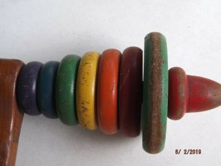 Vintage Holgate Push Toy Wood Stacking Wooden Rings 5
