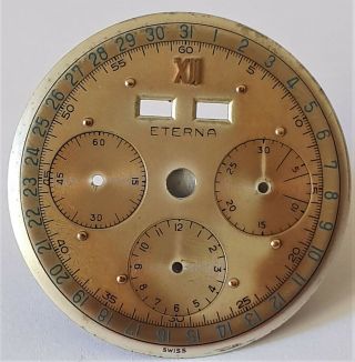 Vintage Eterna Calendar Chronograph Dial For Caliber Valjoux 72c - 50 