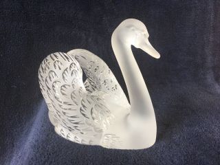 Lalique Crystal Swan (head Up) ; Signed Vintage,