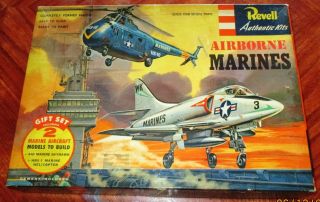 Vintage [1956] Revell Airborne Marines [a4d Skyhawk & Sikorsky Hrs - 1] W Bonus