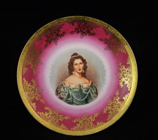 Vintage Bayreuth Bavaria Germany Victorian Lady Portrait Plate