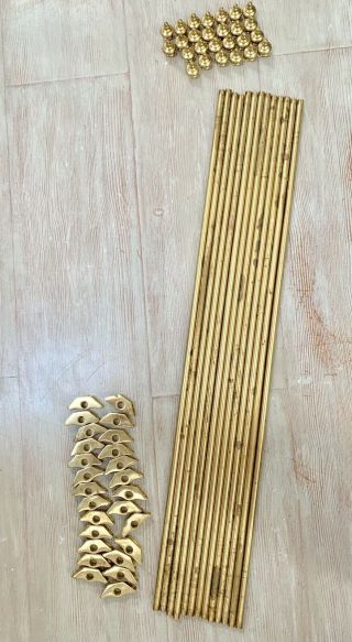 Brass Vintage Solid Set 13 Stair Rod Runner Carpet Clip Holder Finials