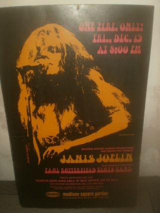 Vintage 1969 Janis Joplin Concert Poster Rare Madison Square Garden Original````