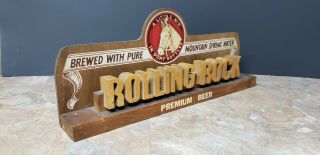 Rare 1940 ' s Rolling Rock Beer Die Cut Wood Backbar Sign Latrobe,  PA Horse Bottle 11