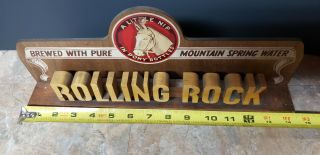 Rare 1940 ' s Rolling Rock Beer Die Cut Wood Backbar Sign Latrobe,  PA Horse Bottle 12
