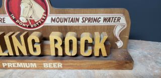 Rare 1940 ' s Rolling Rock Beer Die Cut Wood Backbar Sign Latrobe,  PA Horse Bottle 4