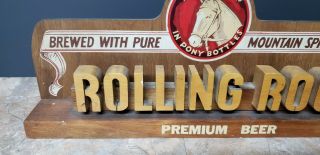 Rare 1940 ' s Rolling Rock Beer Die Cut Wood Backbar Sign Latrobe,  PA Horse Bottle 5