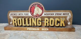 Rare 1940 ' s Rolling Rock Beer Die Cut Wood Backbar Sign Latrobe,  PA Horse Bottle 6