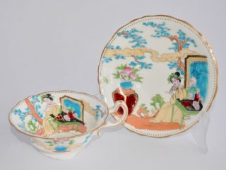 Decorative 1902 - 1905 Moore Bros Chinoiserie Tea Cup & Saucer Hand Enamelled 2469