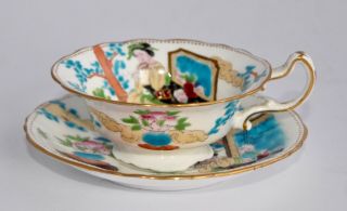Decorative 1902 - 1905 MOORE BROS Chinoiserie Tea Cup & Saucer Hand Enamelled 2469 3
