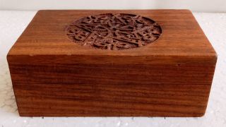 Wooden Box Vintage Design Unique Hand Carved Trinket Jewelry Storage Box