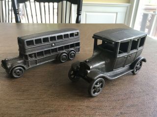 Cast Iron Art Ford Model T Toy Car Jm137 1918 Double Decker Bus Sedan