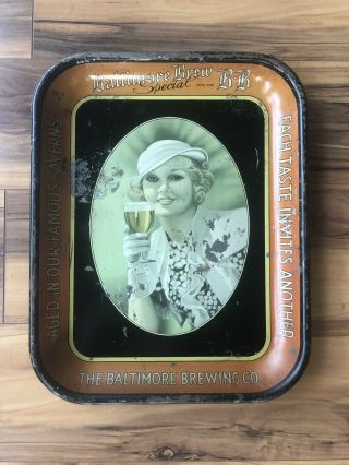 Vintage Baltimore Brew Co Beer Tray 1938 Authentuc Rare Union Made Stamp