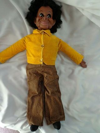 Ventriloquist Doll Dummy Puppet Lester Black African American 1973 Eegee Great