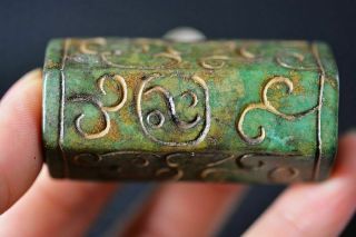 57mm Long Bead Chinese Old Jade Carved Ancient writing Pendant Y10 4