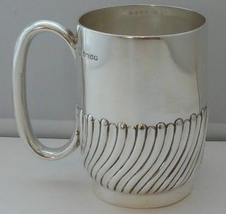 Victorian Sheffield 1889 Hallmarked Solid Silver Christening Mug Tankard