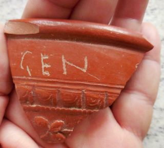 Very Rare Roman Ostracon Samian Ware Pot Sherd With Writing.  2nd - 3rdc Ad.  France