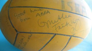 VINTAGE 1977 ABBA AUTOGRAPHS HAND WRITTEN ON WATTER - POLO BALL DEDICATED 2