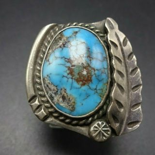 Classic Vintage Navajo Sterling Silver And Easter Blue Turquoise Ring Size 8.  25