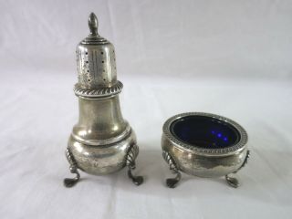 Fisher Sterling Silver Shaker 410 Salt Cellar 480 Shell Glass Liner Gorham Spoon 2