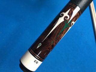HIGHEND DAVE KIKEL CUE EXOTIC POINTS,  INLAYS,  JOINT,  BUTTCAP - - RARE 3