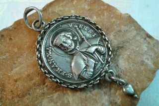 Rare Antique C.  18th Cent.  Silver Catholic Jesuit Medal " Ihs " St.  Francis Xavier