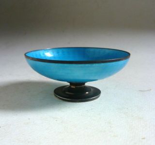 David Andersen Antique Blue Enamel Sterling Silver Footed Bowl.  Norway 1888 - 1925