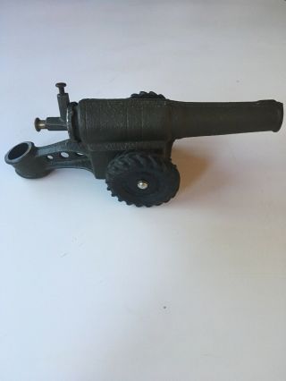 Vintage Cast Iron Big Bang Cannon With Rubber Tires