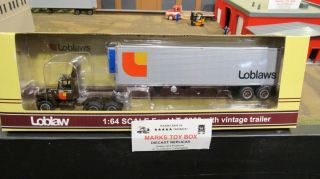 Dcp 33452 Loblaws Ford L9000 Semi Day Cab Truck & Vintage Reefer Trailer 1:64/cl