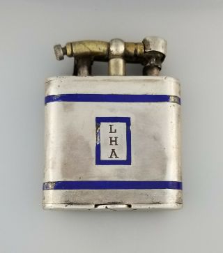 Rare Vintage Dunhill Sterling Silver Enamel Lift Arm Cigarette Lighter – 1920’s
