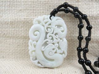 China Natural carved auspicious elephant white jade pendant necklace dragon phoe 5