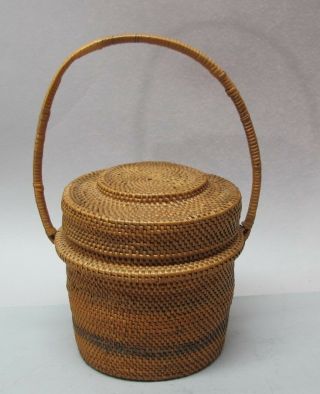Fine Antique West African Or Congo Handled Basket From Museum C.  1920