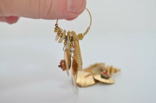 Vintage Tabra Gold Filled See Shells Beads Hoops Earrings 4